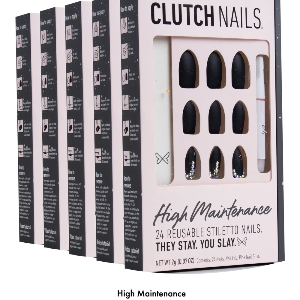 CLUTCH NAILS | High Maintenance | Matte Black Stiletto Nails | Press On Nail